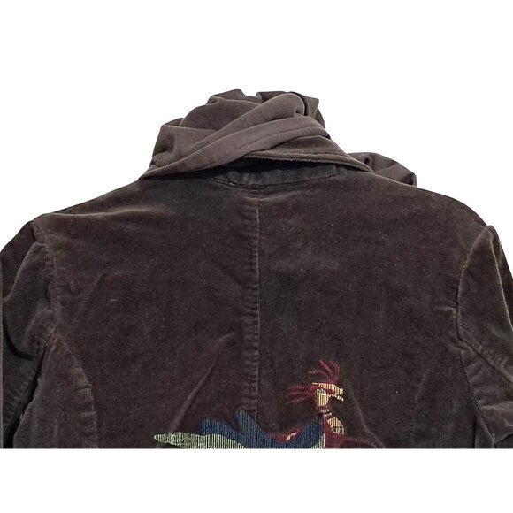 Y2K Wet Seal Velvet Peacock Hooded Blazer Jacket M Vintage 2000s - Picture 10 of 13